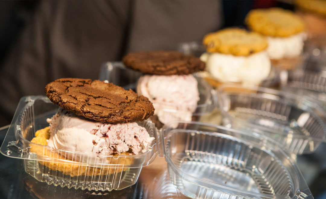 Ice Cream Sandwiches lined up to go