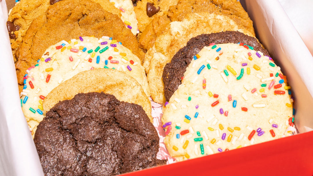 Various cookies, cookie dough, and ice cream sandwich